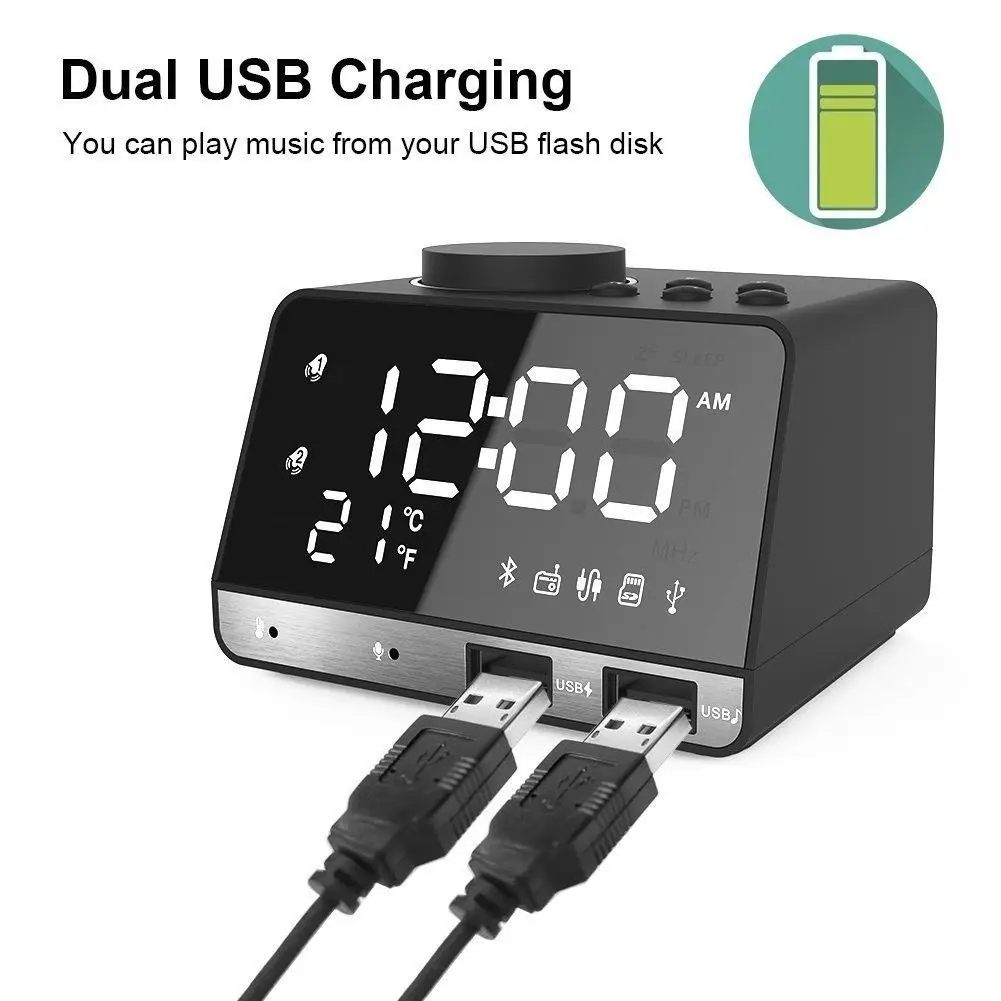 Горячая продажа беспроводной Bluetooth бас динамик FM радио зеркало светодиодный