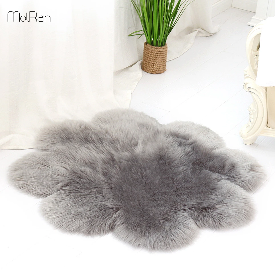 Плюшевый ковер 90 см для спальни, детской комнаты, коврик для ползания, мягкий коврик из искусственной овчины, коврик в форме цветка для дома