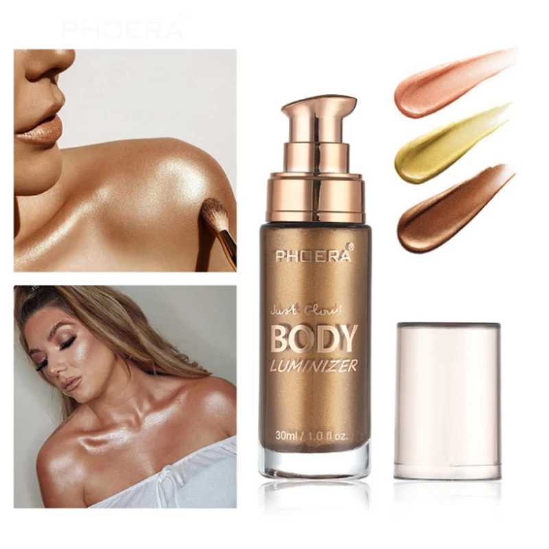 PHOERA Body Luminizer Shimmer Corrective Highlighter Foundation Professional for face and Body Makeup Liquid Body Melanin TSLM1