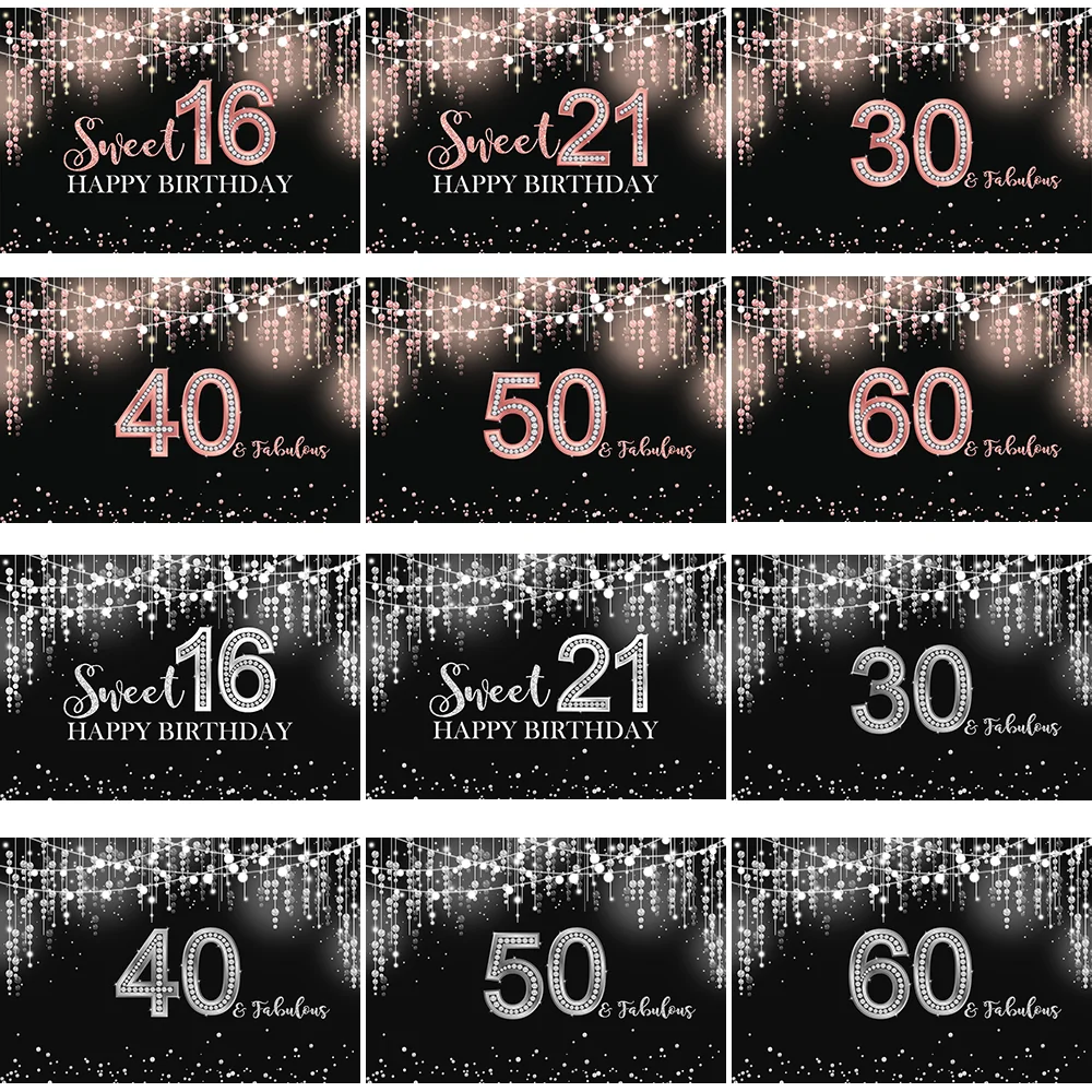 

Mocsicka Birthday Party Decor Backdrop Rose Gold Glitter Tassel Photograohy Backdrops Custom Personalized Birthday Poster Banner