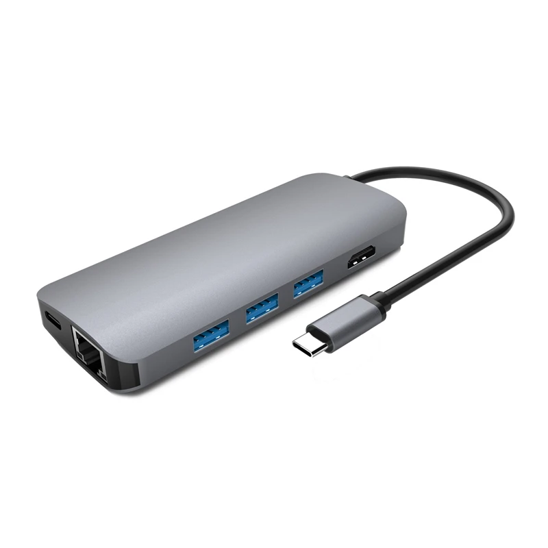 9 в 1 type-C концентратор для Hdmi Usb 3,0 Sd Tf Pd Rj45 Vga Ethernet Lan кардридер адаптер