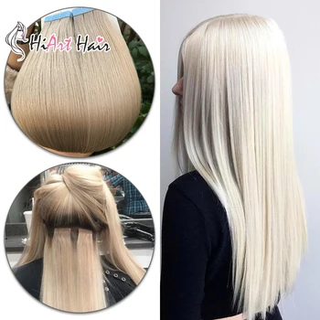 

HiArt Tape In Human Hair Extensions 2.5g/pc Salon Skin Weft Hair Extension Adhesive Tape On Remy Hair Straight 18"20"22"