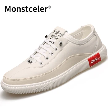 

2019 New Men Casual Shoe Monstceler Brand Breathable Leather Comfortable Loafer Shoes White Men Designer Wear-resistant Sneakers