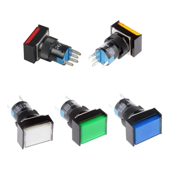 

16mm Square Momentary Self Reset Push Button Switch DC 24V LED Lamp 1 No 1 NC Light
