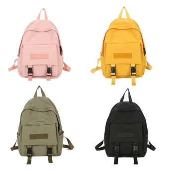 

Fashion Backpack Solid Color School Bags for Teenage Girl Casual Travel Backpack Big Capacity Canvas Bag Women Bagpack Pink