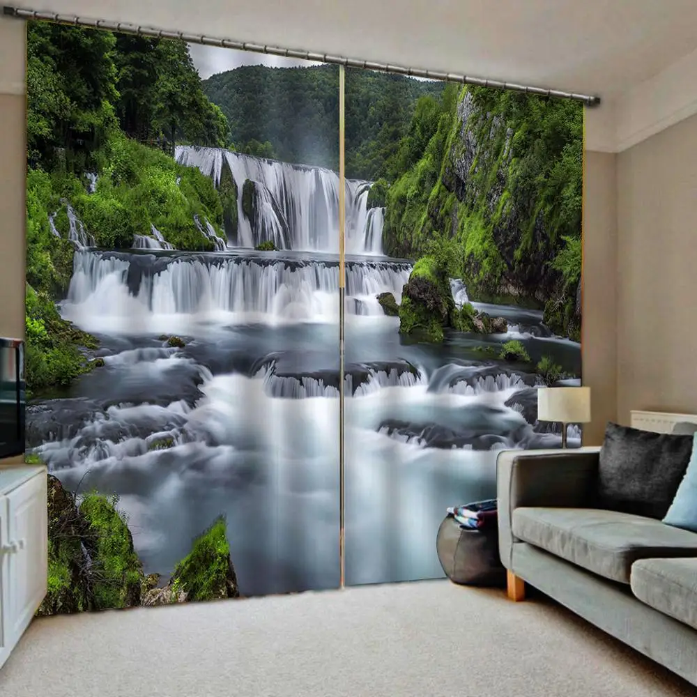 

waterfall curtains Luxury Blackout 3D Window Curtains For Living Room Bedroom nature scenery landscape curtain