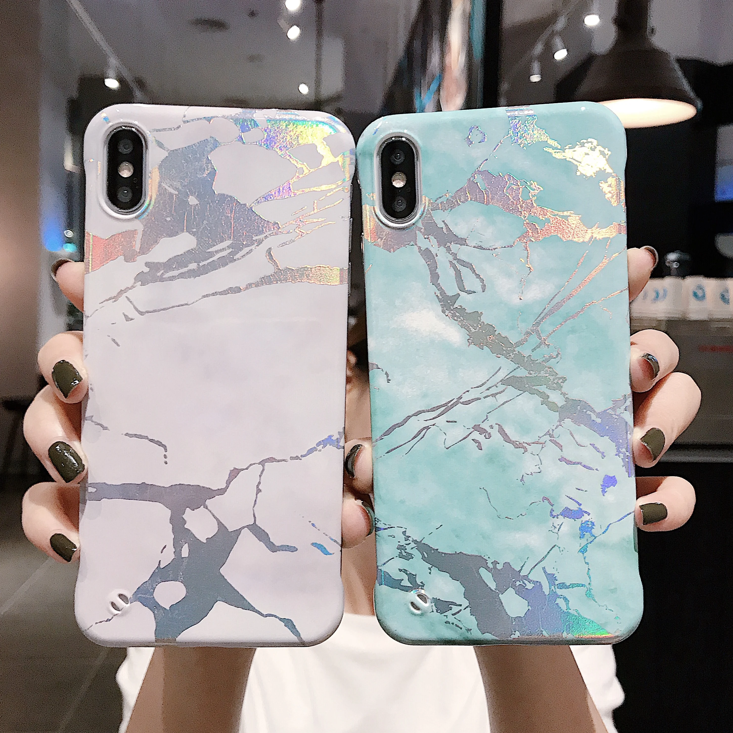 Suitable for iPhone 11 11Pro Max XR X XS 7 8 6 6S Plus PC waterproof sticker marble color gold smooth mobile phone case idea |