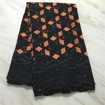 

NEW Black African Lace Fabric 2020 High Quality Punch cotton Fabric Swiss voile Lace in switzerland for Dress 5Yards/Lot