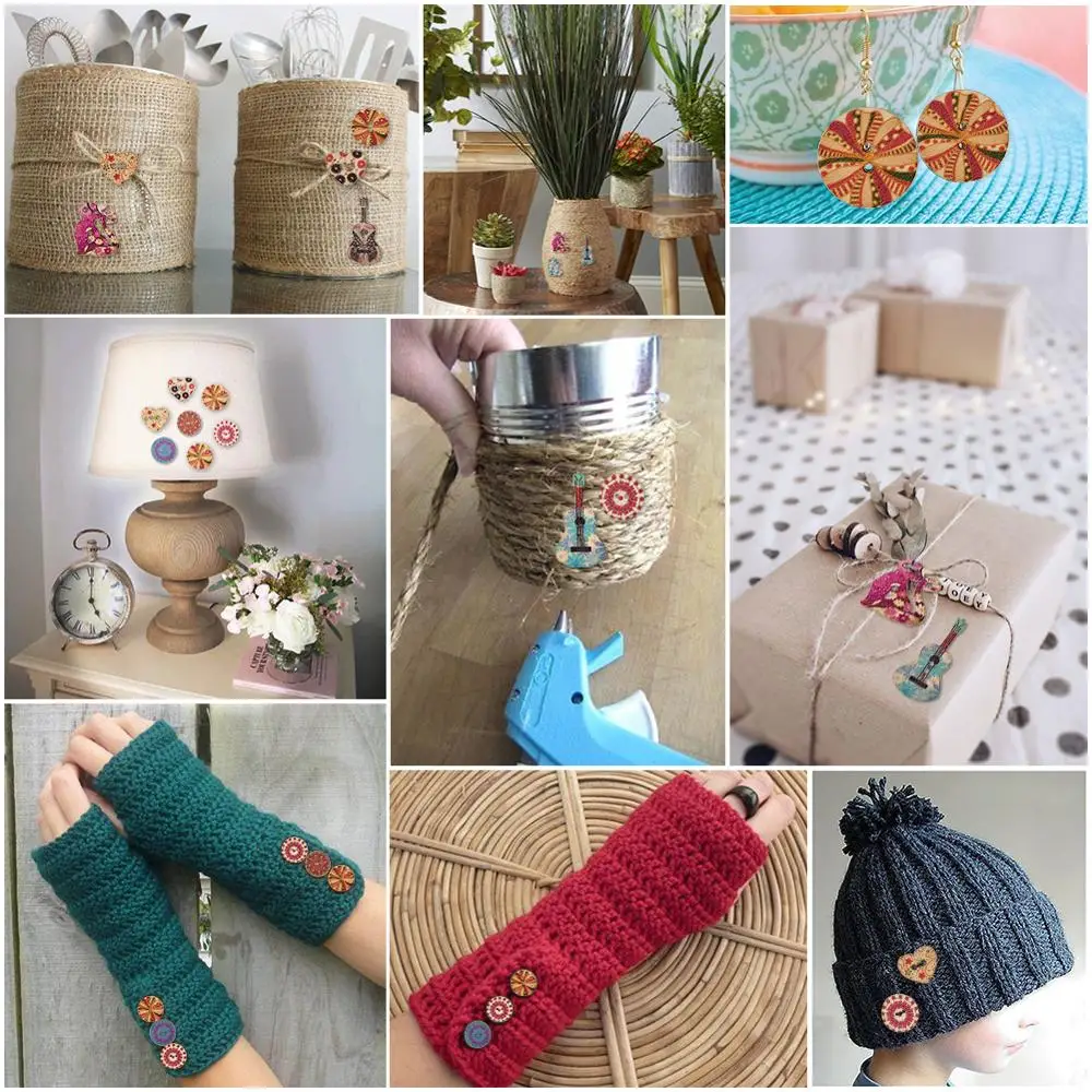 300 шт./компл. 2 отверстия Печатных Деревянные Пуговицы DIY декоративные пуговицы для шитья разнообразные, смешанные Цвет, 20,5x28x3 мм, отверстие: 2 мм