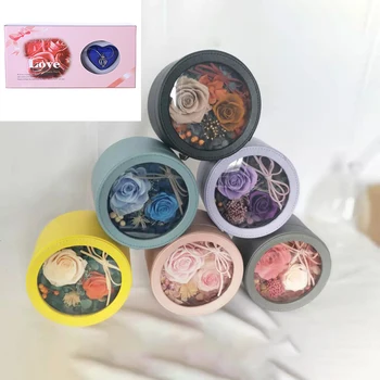 

Romantic ornament Rose Flower Packing Box Exquisite Vertica Design Wedding Eternal Rose Flower Gift Box Valentines's Day Gift
