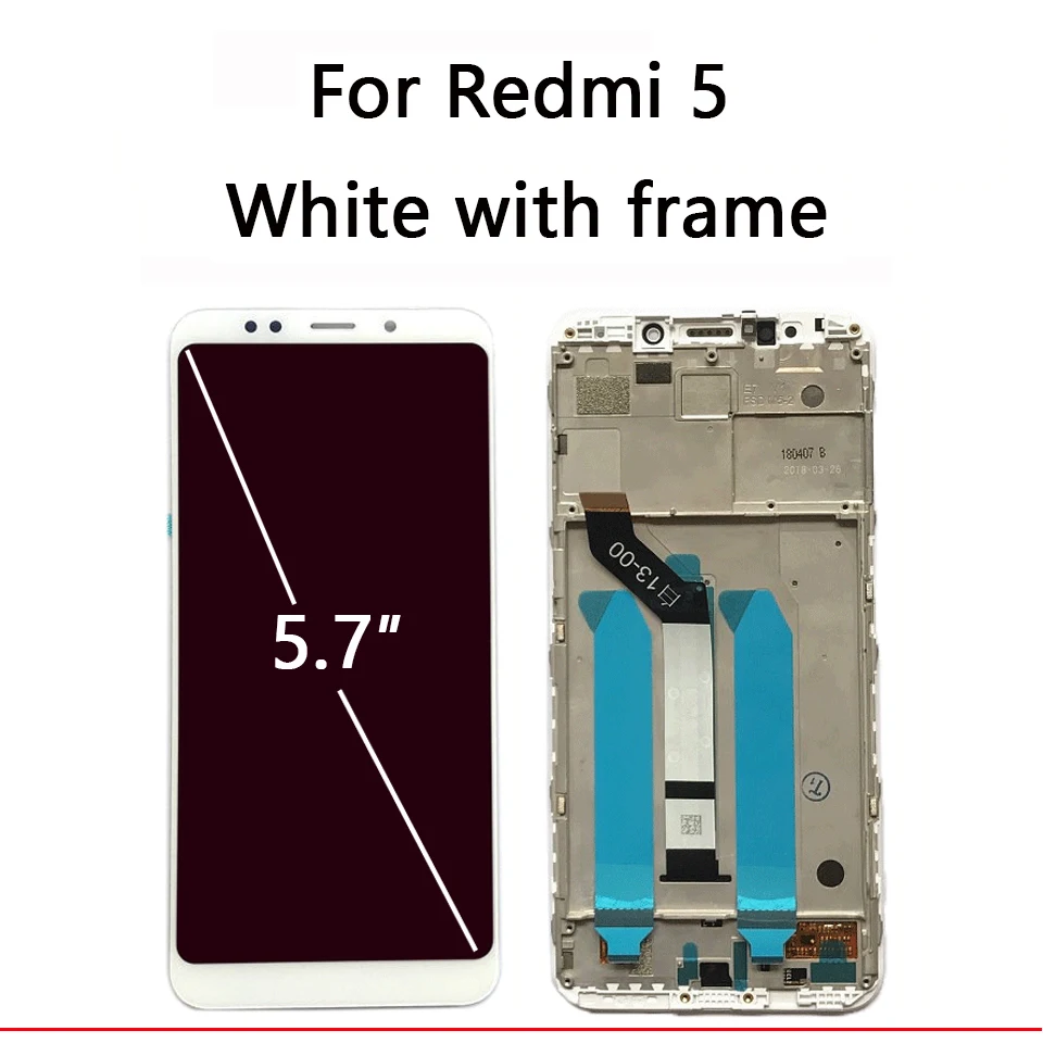 5 White with frame Для Xiaomi redmi 5 plus ЖК-экран с рамкой redmi 5 Дисплей+ рамка дигитайзер сборка Partsv Ремонт экрана 10-сенсорный экран - Цвет: 5 White with frame