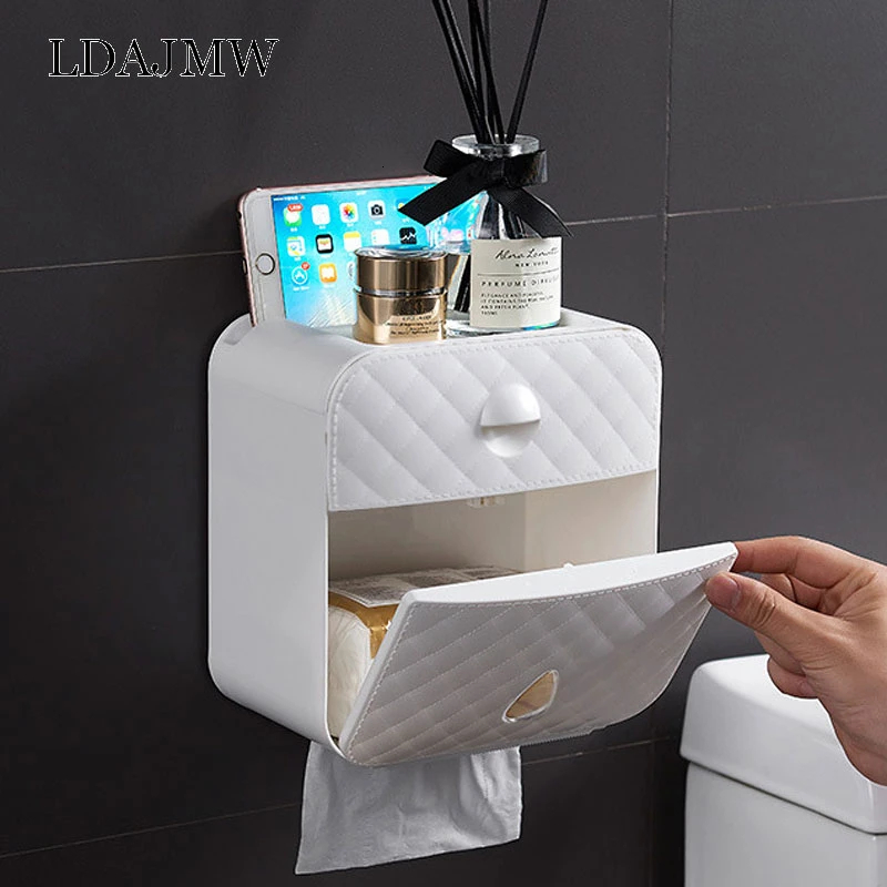 

Wall-mounted Tissue Box Kitchen Toilet Mobile Phone Rack Multi-function Plastic Waterproof Storage Box Accessories