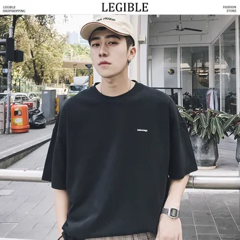 

LEGIBLE Hip Hop T-Shirts Men Solid Streetwear 2019 Summer Mens Loose Casual Short Sleeve Tops Tees Male Oversize T Shirts