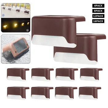 

4pcs Solar Deck Lights Solar Step Lights Outdoor Waterproof Led Solar Stair Fence Lamp Garden Landscape Step Stair Deck Lights