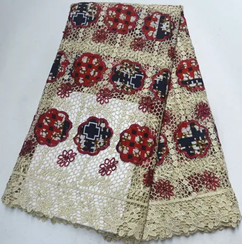 

African lace fabric guipure lace fabric african cord lace fabric with wax 5yards water soluble nigerian lace fabrics PS-Q173