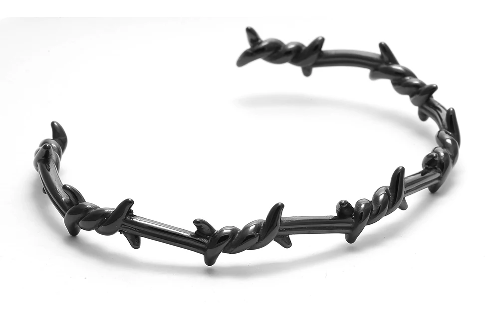 Мужской Открытый Браслет-манжета твист шипы проволока Pulsera титановая сталь геометрический браслет браслеты 17-19 см колючие украшения хип-хоп браслет