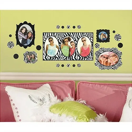 Large Zebra Print Photo Picture Frams Wall Sticker Bedroom Living Room Photo Frams polka dots Wall Decal Kids Room Vinyl Decor (4)