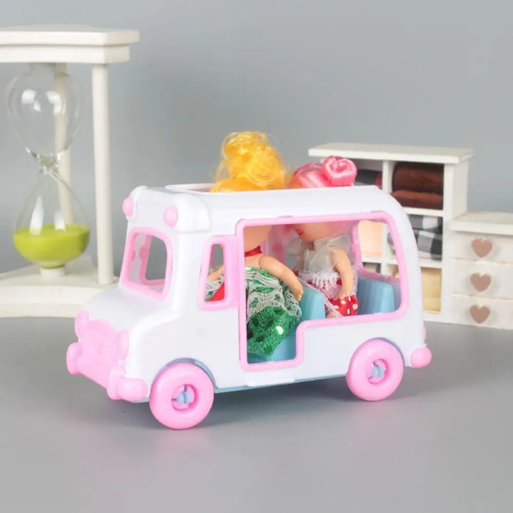 

Colorful Plastic Mini Bus Kids Simulation Car Toy for 10-30cm Doll Accessories
