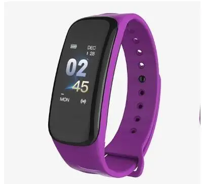 Lerbyee C1Plus, умный браслет, цветной экран, кровяное давление, фитнес-трекер, пульсометр, смарт-браслет, спортивный для Android IOS - Цвет: purple