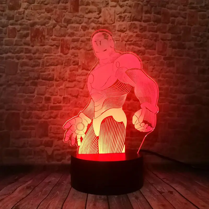 

Marvel Iron Man Model 3D Illusion Nightlight LED 7 Colors Changing Light Avengers Superhero ironman Figure Toys