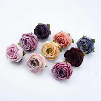 

5pcs 4.5CM Silk roses head diy gifts candy box christmas decoration for home accessories scrapbook artificial flowers wholesale