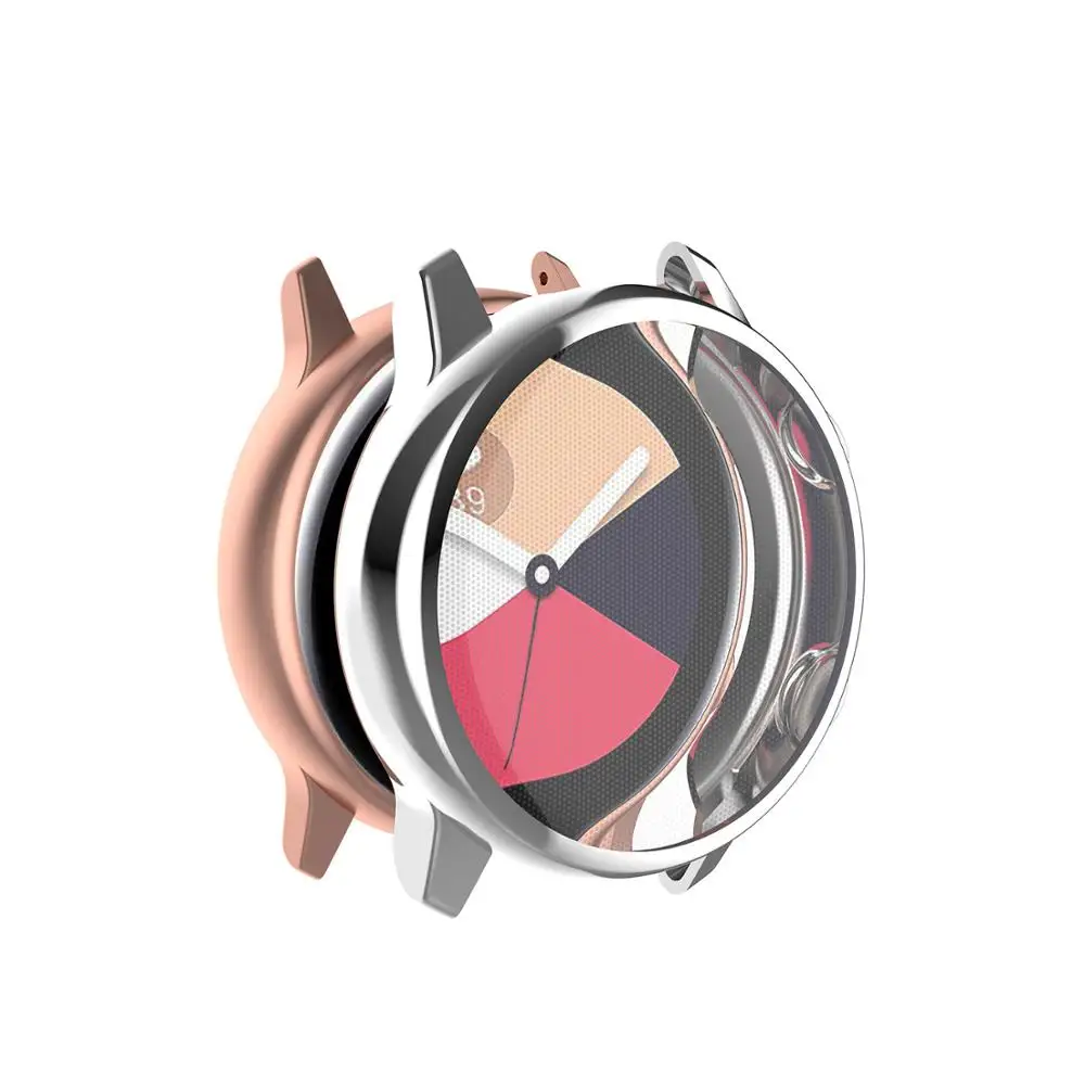 Electroplated silver Для galaxy watch Активный Чехол samsung galaxy watch active 2 44 мм 40 мм Бампер протектор HD полное покрытие экрана Защитный чехол - Цвет: Electroplated silver