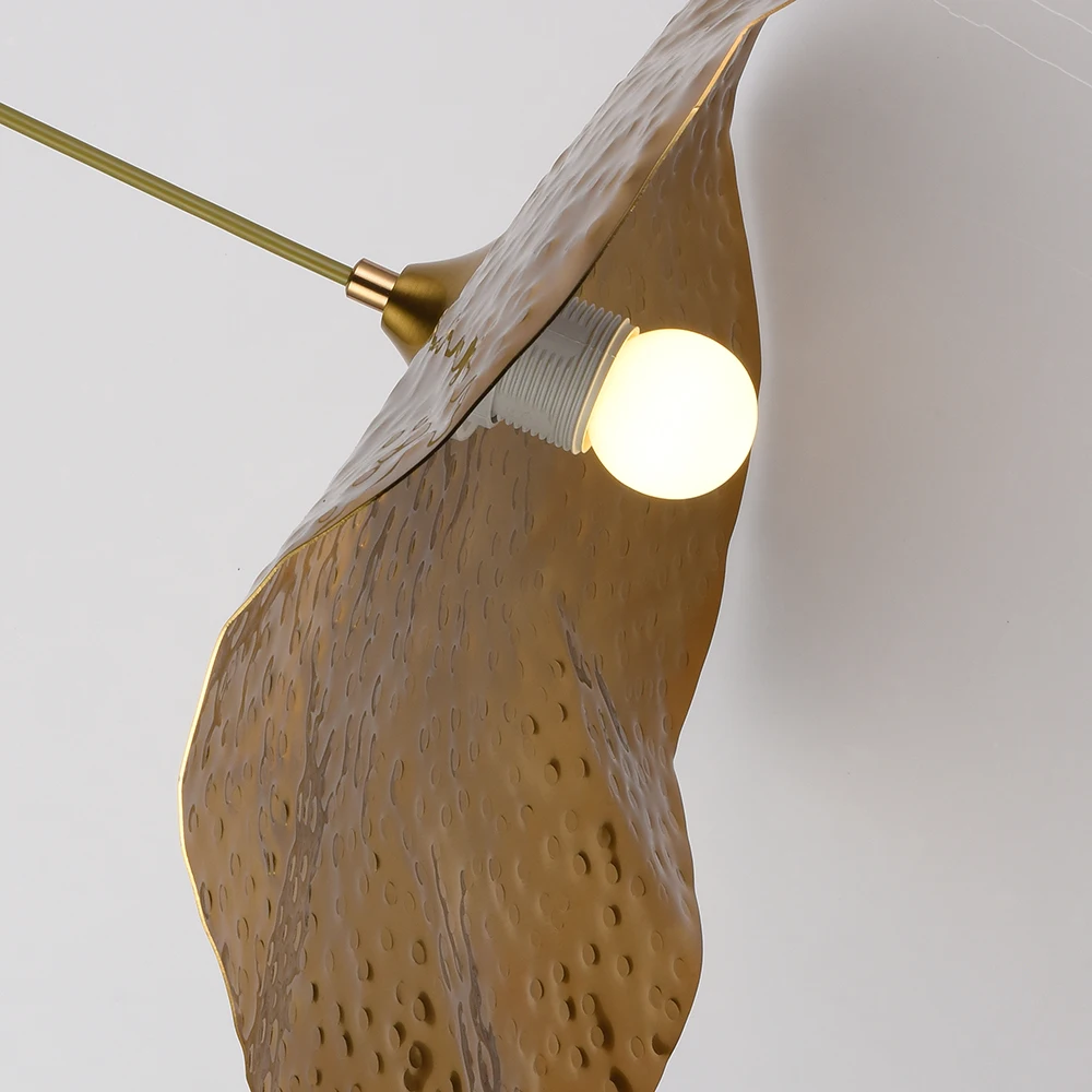 Creative personality lotus leaf single head LED E27 gold pendant lights for living room bedside restaurant hotel porch bar lamp