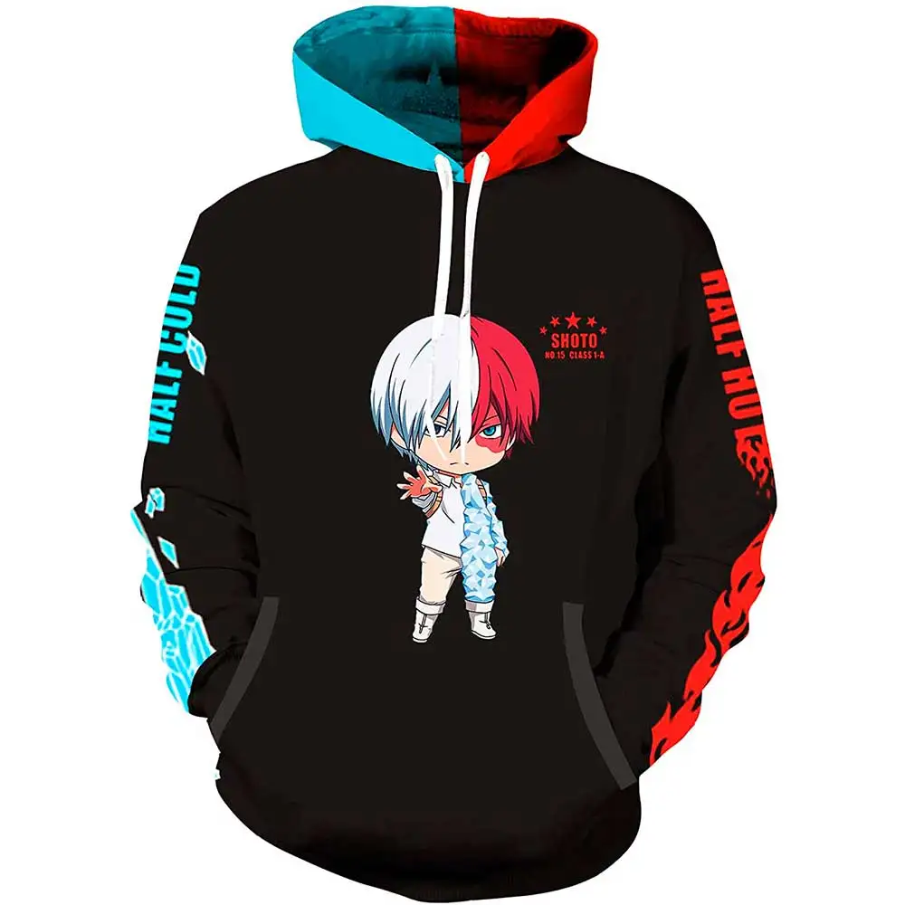 3D Аниме My Hero academic Todoroki Shouto Midoriya Izuku толстовки с капюшоном героями мультфильмов для