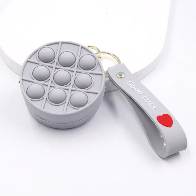 New Popit Mini Money Wallet Fingertip Toys Push Bubble Popite Pendant Bag Hot Sale Adult Decompression Toys Children Anti-Stress Grey circle