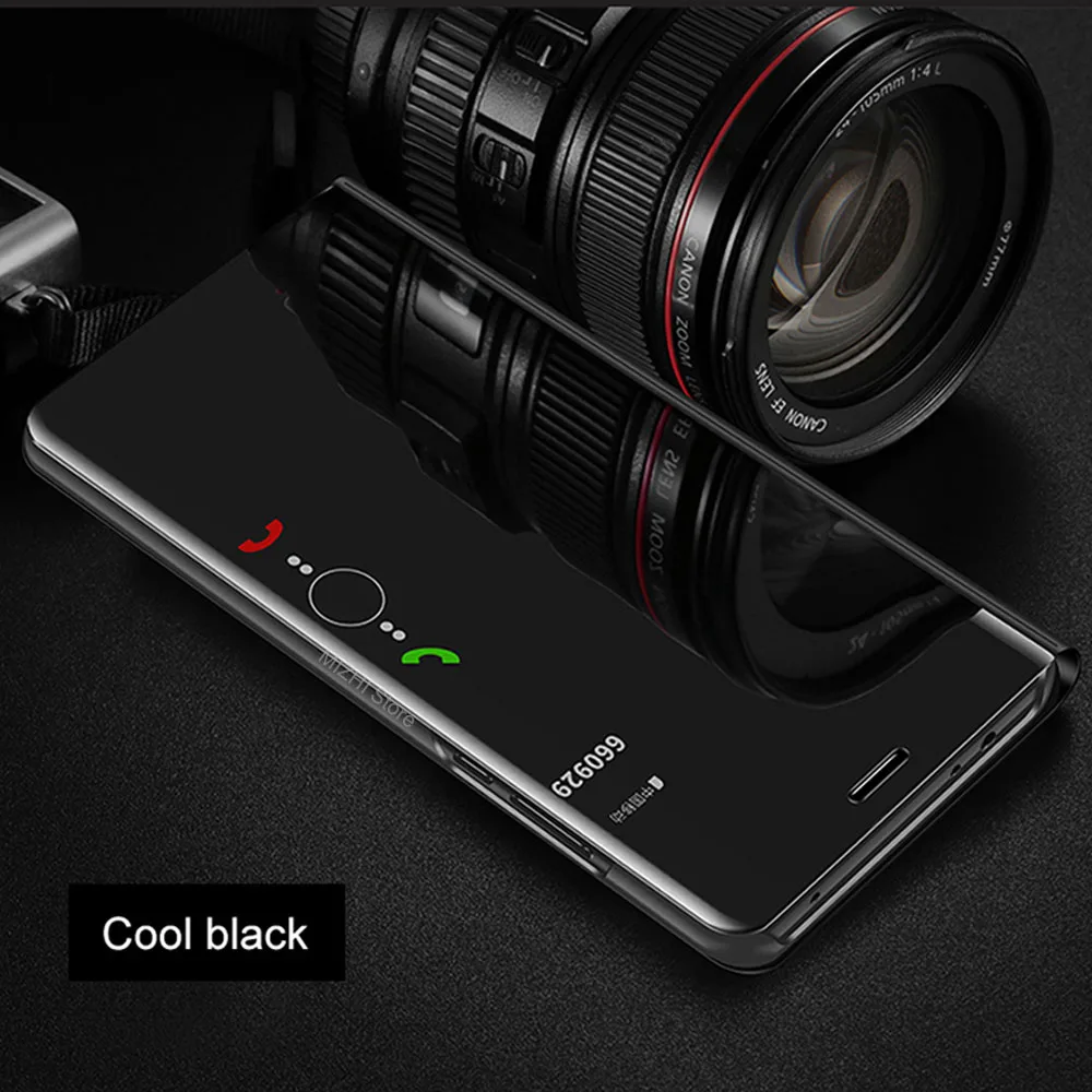 Умный чехол для xiaomi redmi note 7, 8 pro, 8 t, 8a, 7a, k20, прозрачный чехол для mi ror на Xio mi 9t pro, note10, 9 se, 8 lite, a3, mi 9 t, чехол - Цвет: Black