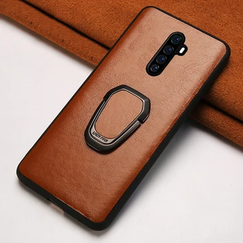 

LANGSIDI Magnetic Kickstand Phone case For OPPO Reno 3 pro Ace R17 A9 A5 2020 Genuine leather back cover For Realme X2 Pro coque
