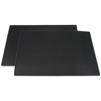 

Bar Service Mat, Rubber Mat Large Square 17.7 Inch X 11.8Inch Flexible PVC Kitchen Beverage Service Mat, Non-Slip Heat-Resistant