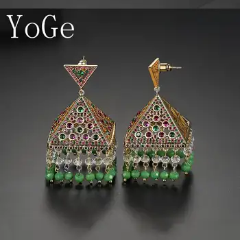 

Great Design AAA Cubic Zirconia Retro color Pyramid Wind Chime Long drop Earrings,Wedding Jewelry for Women, Party Jewelry ED134