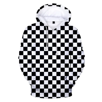 

2020 Men's hooded sweatshirt 3D printing Ghost Blade personality hoodie autumn black and white plaid printing o-neck Hoodies