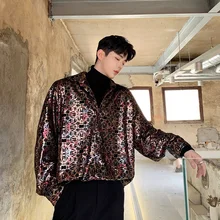 Осень зима мужская Свободная Толстая рубашка с длинным рукавом Мужская Уличная Хип-хоп винтажная Модная рубашка кардиган сценические костюмы