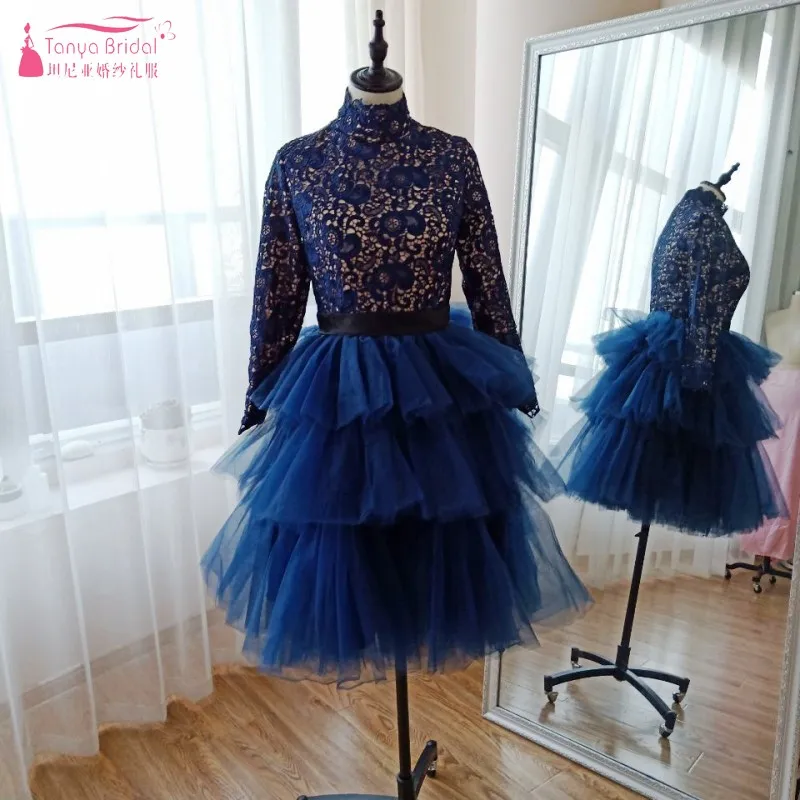 Короткие черные готические арабское выпускное платье одежда с длинным рукавом