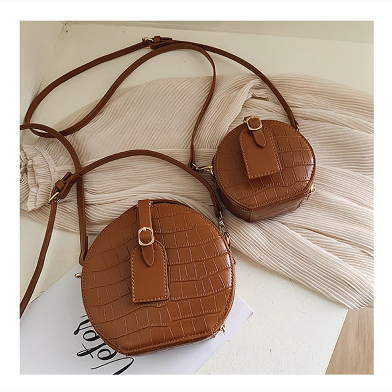 Маленькая круглая сумка с каменным узором сумки через плечо для женщин роскошная