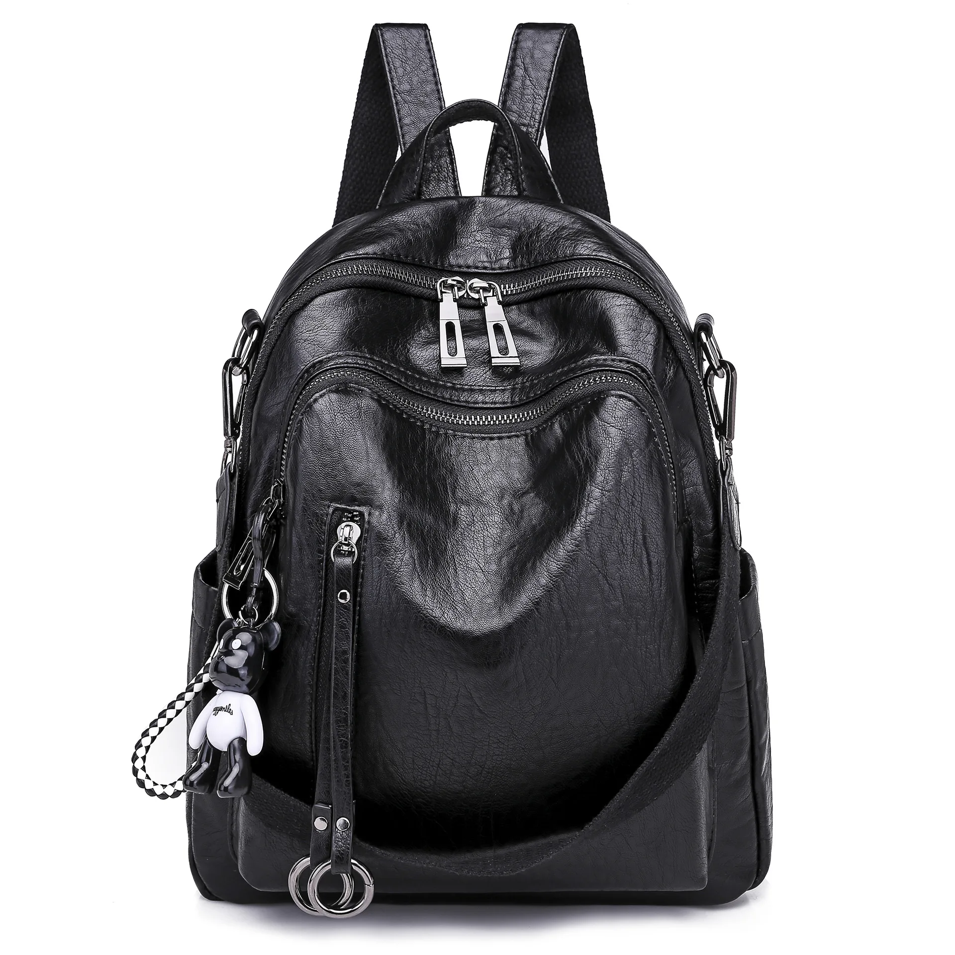 BackpackStreet модная двойная сумка на плечо женский рюкзак для отдыха Студенческая сумка на одно плечо сумка для переноски - Цвет: Черный