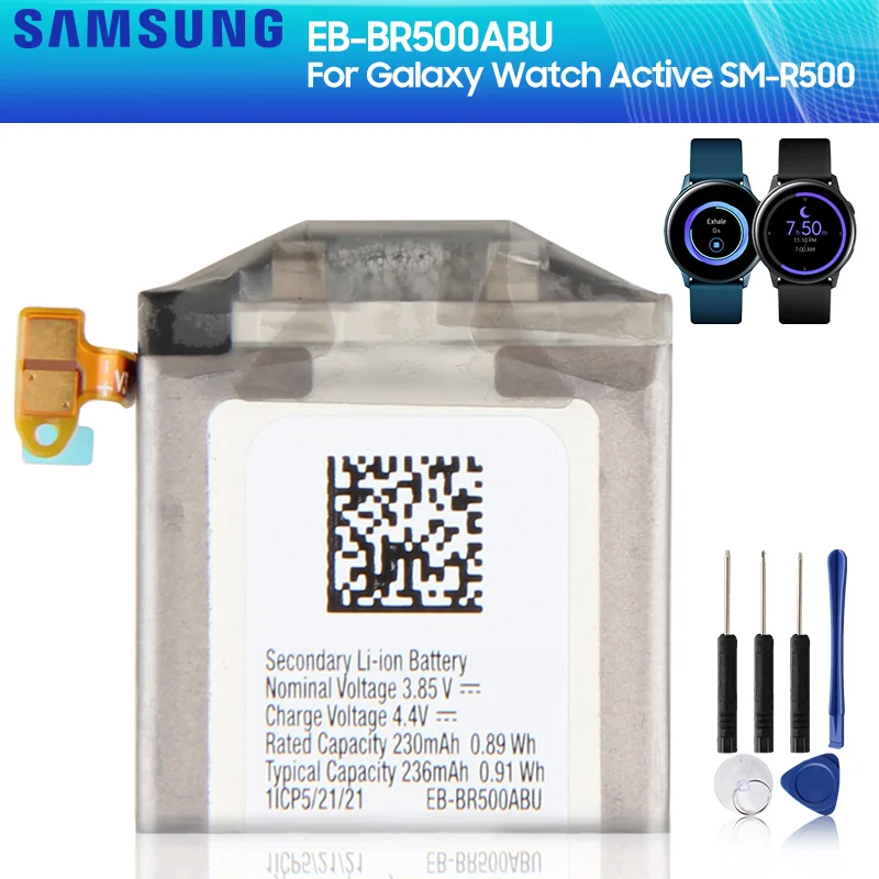 

SAMSUNG Original Battery EB-BR500ABU for Samsung Galaxy Watch Active SM-R500 200mAh R500 Replacement Battery