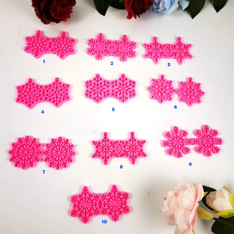 

Snowflake Shape Earrings Epoxy Resin Mold Christmas Jewelry Pendants Silicone Mould DIY Crafts Casting Tools
