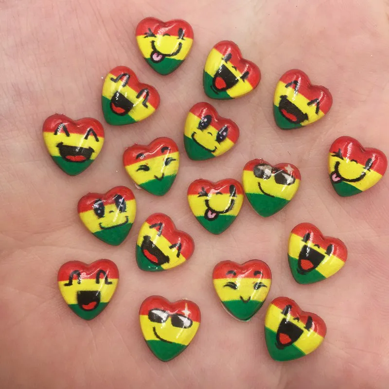 

New 80pcs Mix Resin 10mm Heart Colorful Lovely Smiling Face Flat Back Rhinestone Appliques DIY Wedding Scrapbook Craft SF734
