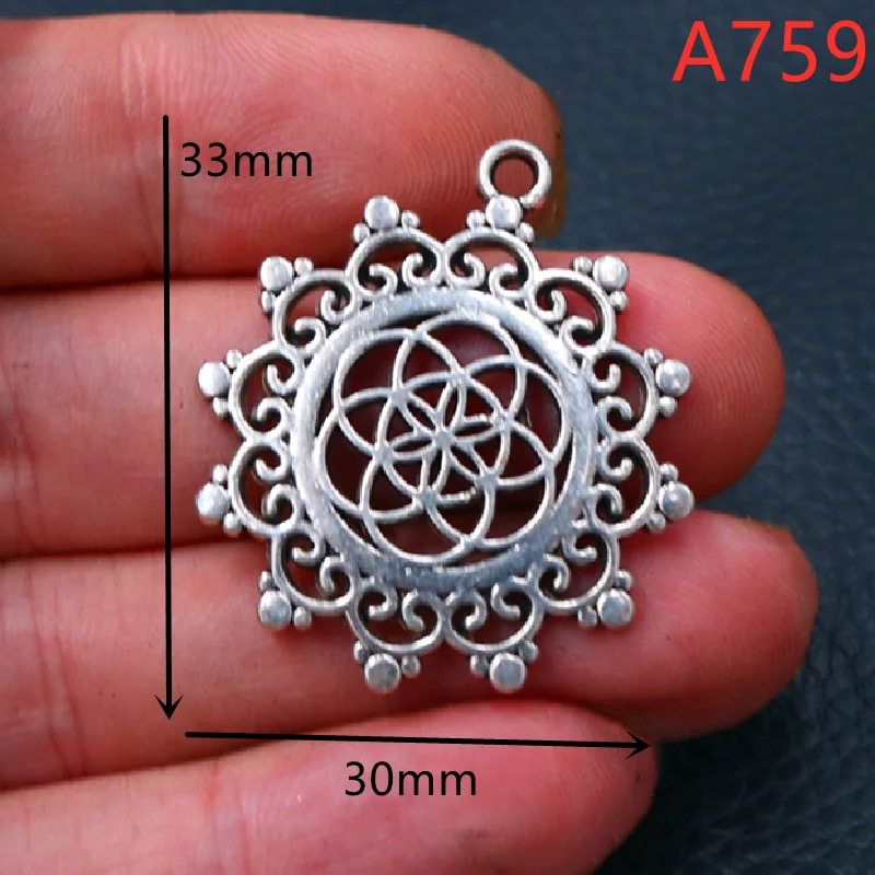 Charm Fiore Della Vita In Argento Sterling - Per Bracciali, Gioielli Spirituali, Donne - Foto 7