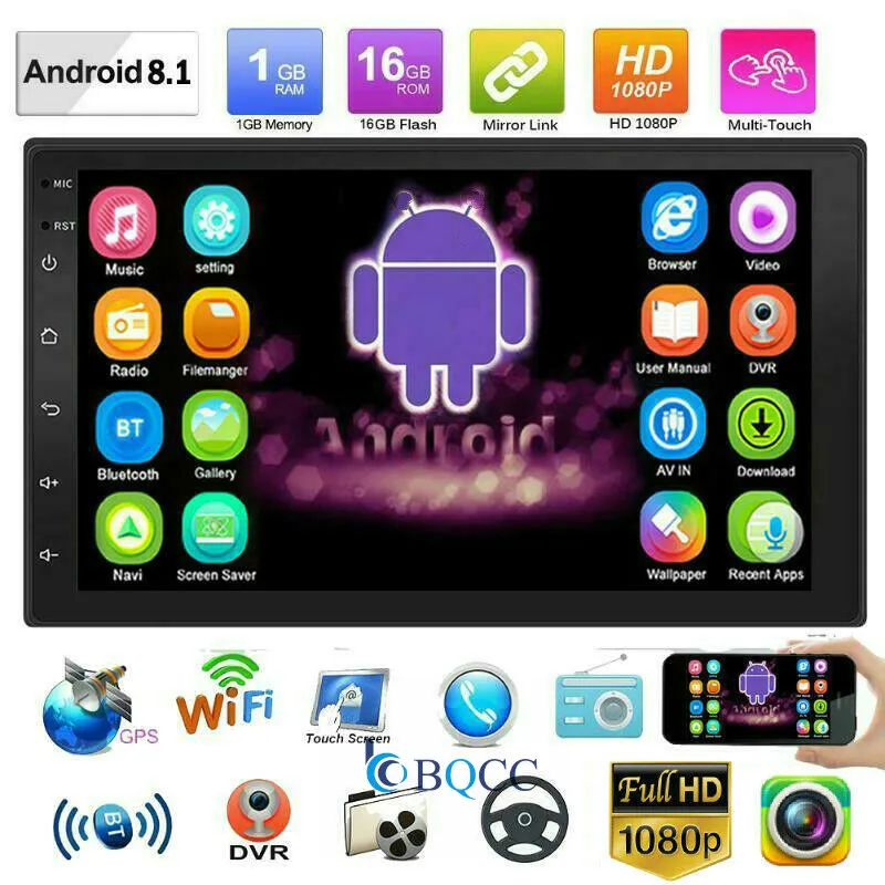 Double 2Din 4-Core Android8.1 GPS 16G WiFi 7IN Car Stereo MP5 Player FM//AM Radio