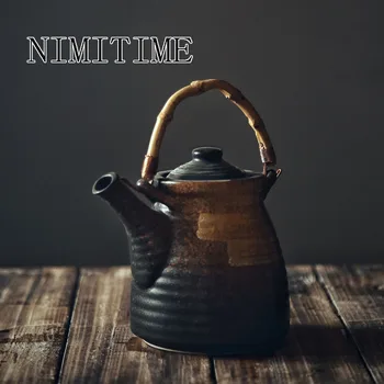 

1PC NIMITIME Japanese style Ceramic Retro Soup Hand-painted Pot Steam Pot Hotel Restaurant Safe Small Capacity Pot Drinkware