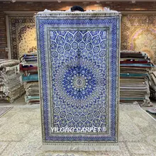 Yilong 3'x5' ручной персидский синий ковер античный "Медальон" шелковый ковер(ZQG372A