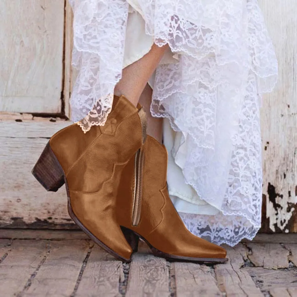 

2019 Women's Winter Boots Slip On Ankle Knee Side Zip Bare Boots Square Heel Casual Female Short Booties Plus size 35-43