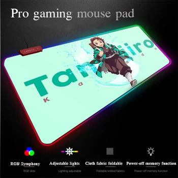 

Yuzuoan Anime Gaming MousePad Ghost Face Blade Table Mat Non-slip Rubber Lock-edge LED7 Colorful Marquee RGB Gaming Mouse Pad