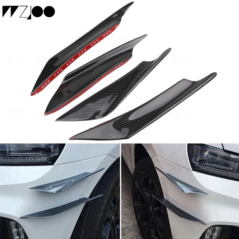 4 шт./компл. черный карбоновый автомобильный спойлер Canards Fit передний бампер губы разделяющие стабилизаторы воздушный нож комплект для кузова автомобиля аксессуар Универсальный