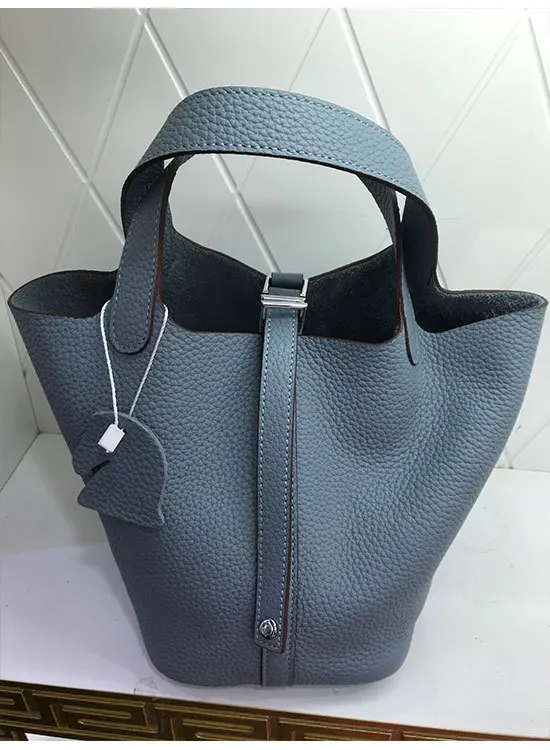 18cm Взрывная кожаная женская сумка корзина для овощей 18 см 22 см первый слой кожаная сумка простая зернистая сумка-ведро личи - Цвет: 18cm