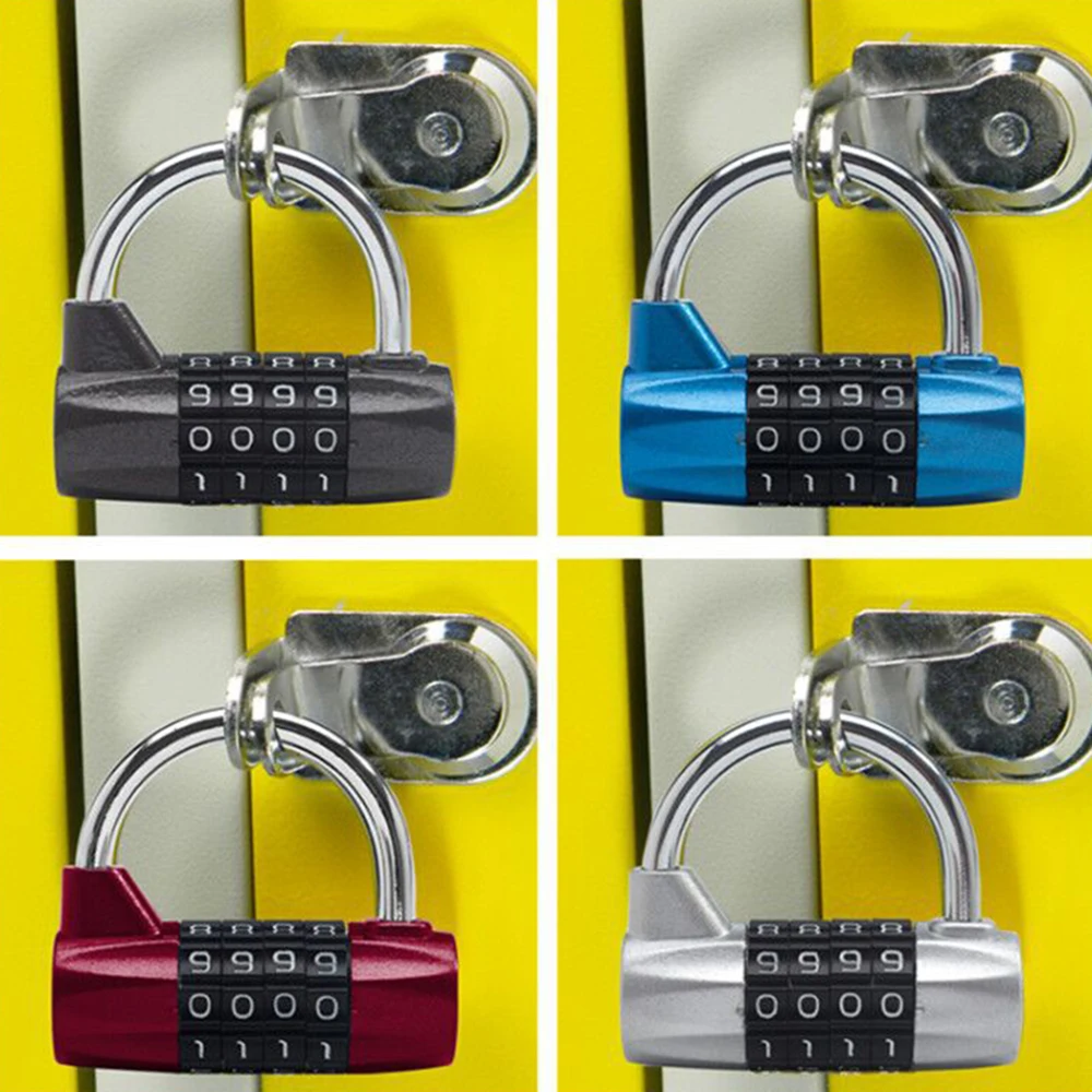 

4 Digit Push Button Combination Padlock Silver Number Luggage Travel Code Lock Gym cabinet locker padlock Lock Accessories